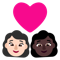 Couple with Heart- Woman- Woman- Light Skin Tone- Dark Skin Tone emoji on Microsoft